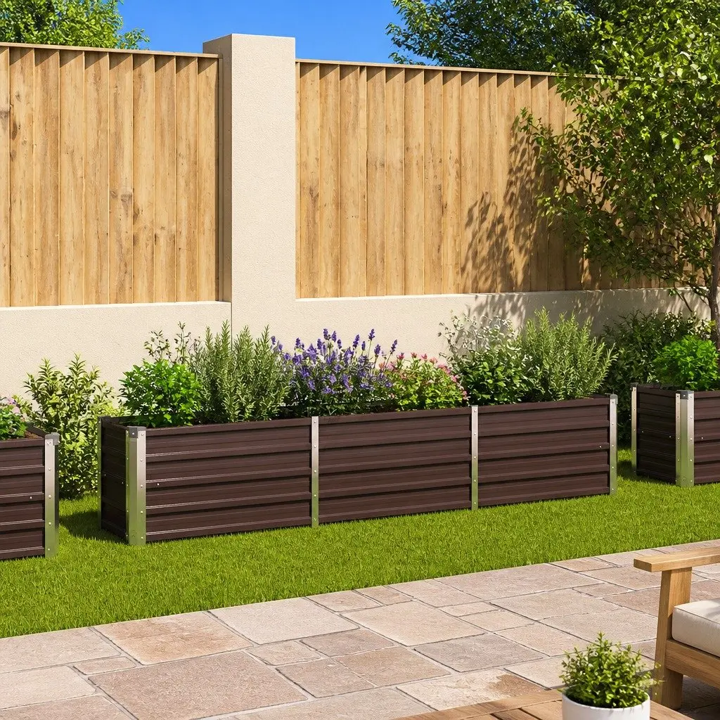 Garden Raised Bed Planter Box Growing Container 240 x 40 x 45 cm Brown