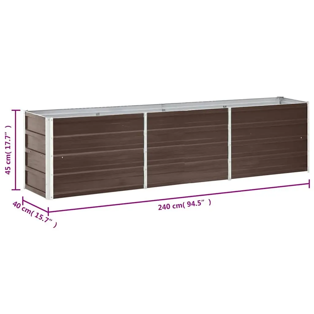 Garden Raised Bed Planter Box Growing Container 240 x 40 x 45 cm Brown