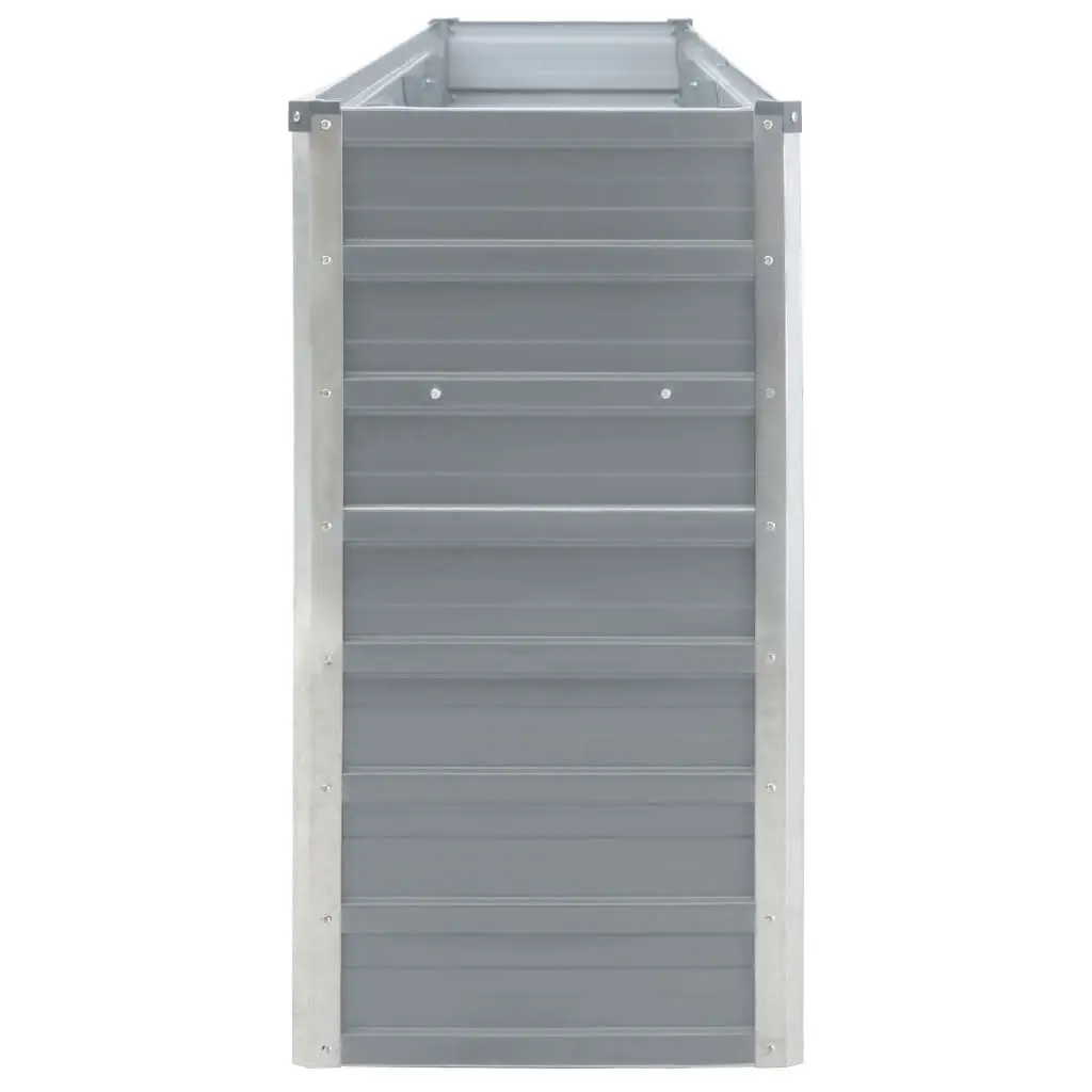 Raised Garden Bed for Growing Plants 320x40x77 cm Galvanised Steel Grey Rectangular Planter
