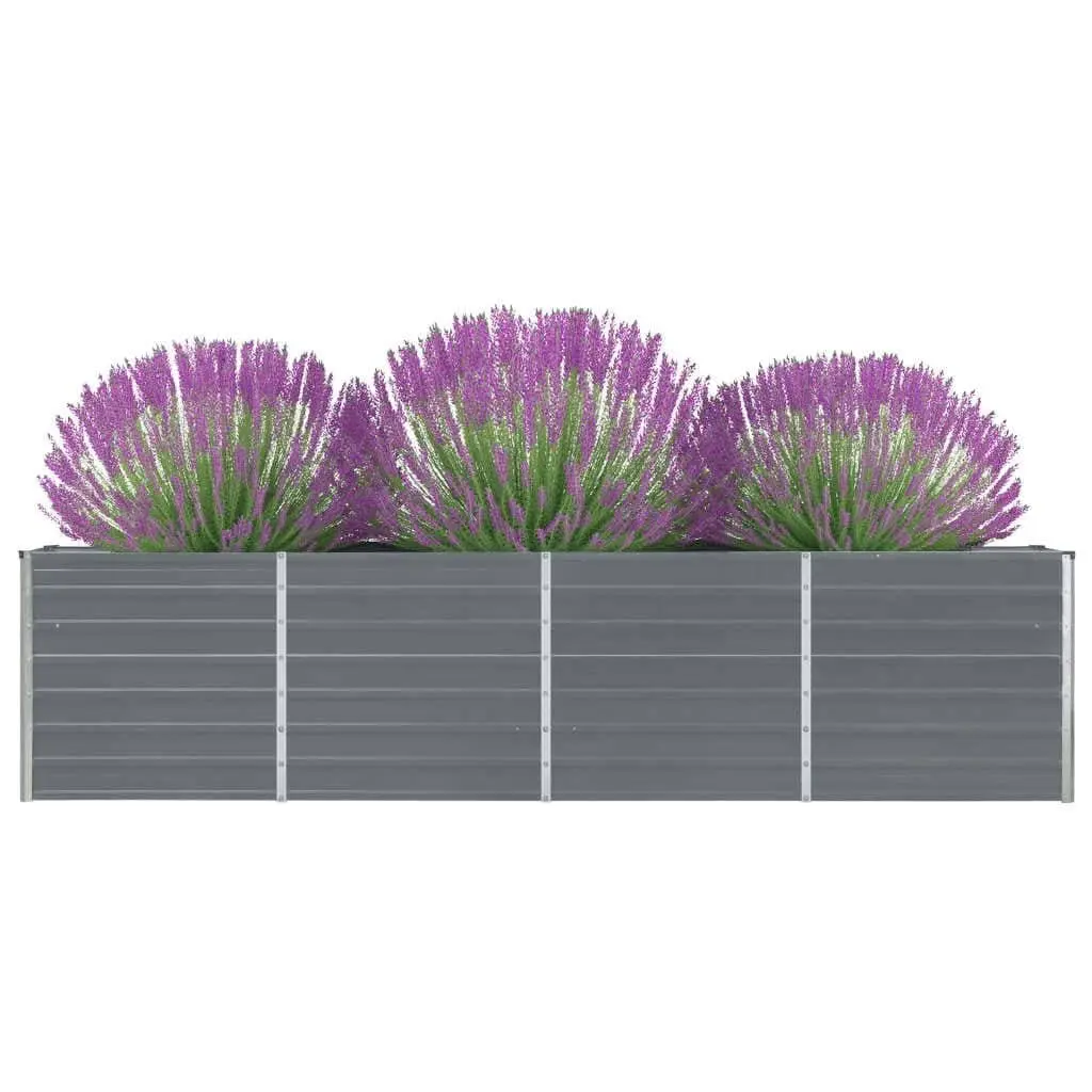 Raised Garden Bed for Growing Plants 320x40x77 cm Galvanised Steel Grey Rectangular Planter