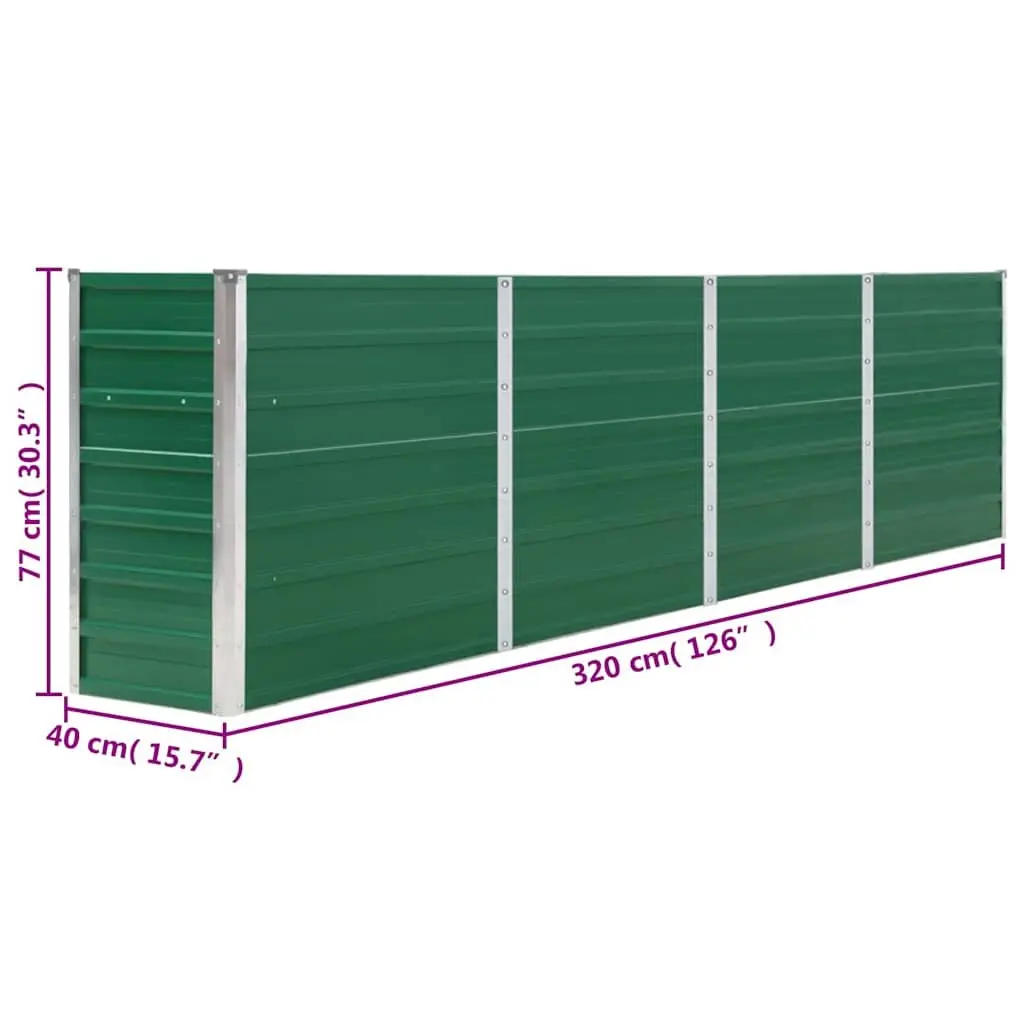 Raised Garden Bed Galvanised Steel Planter Box 320x40x77cm Green Outdoor
