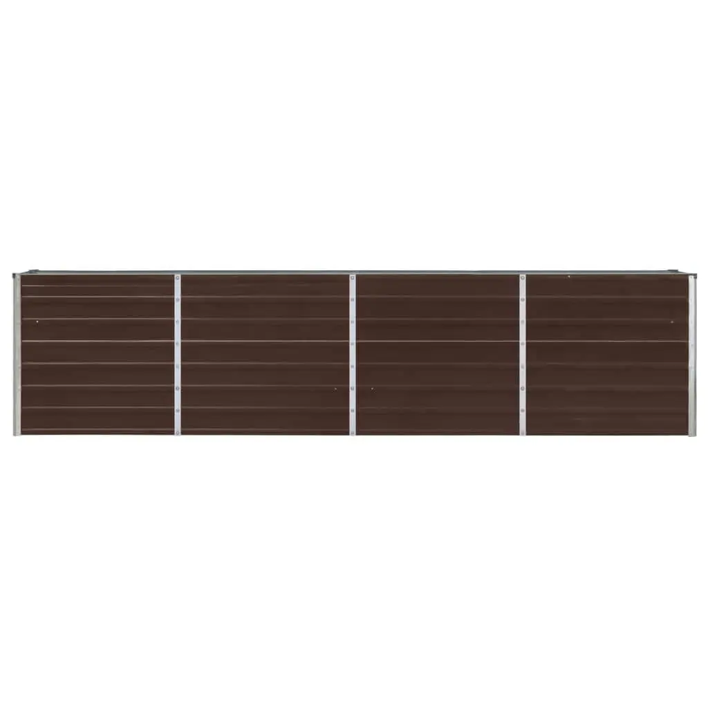 Raised Garden Bed Galvanised Steel Planter 320x40x77 cm Brown Rectangular