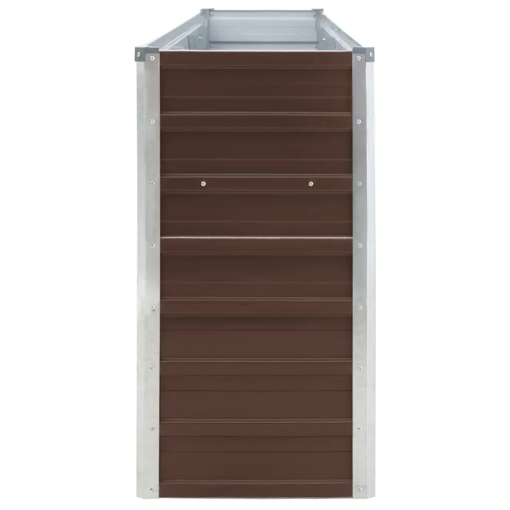 Raised Garden Bed Galvanised Steel Planter 320x40x77 cm Brown Rectangular