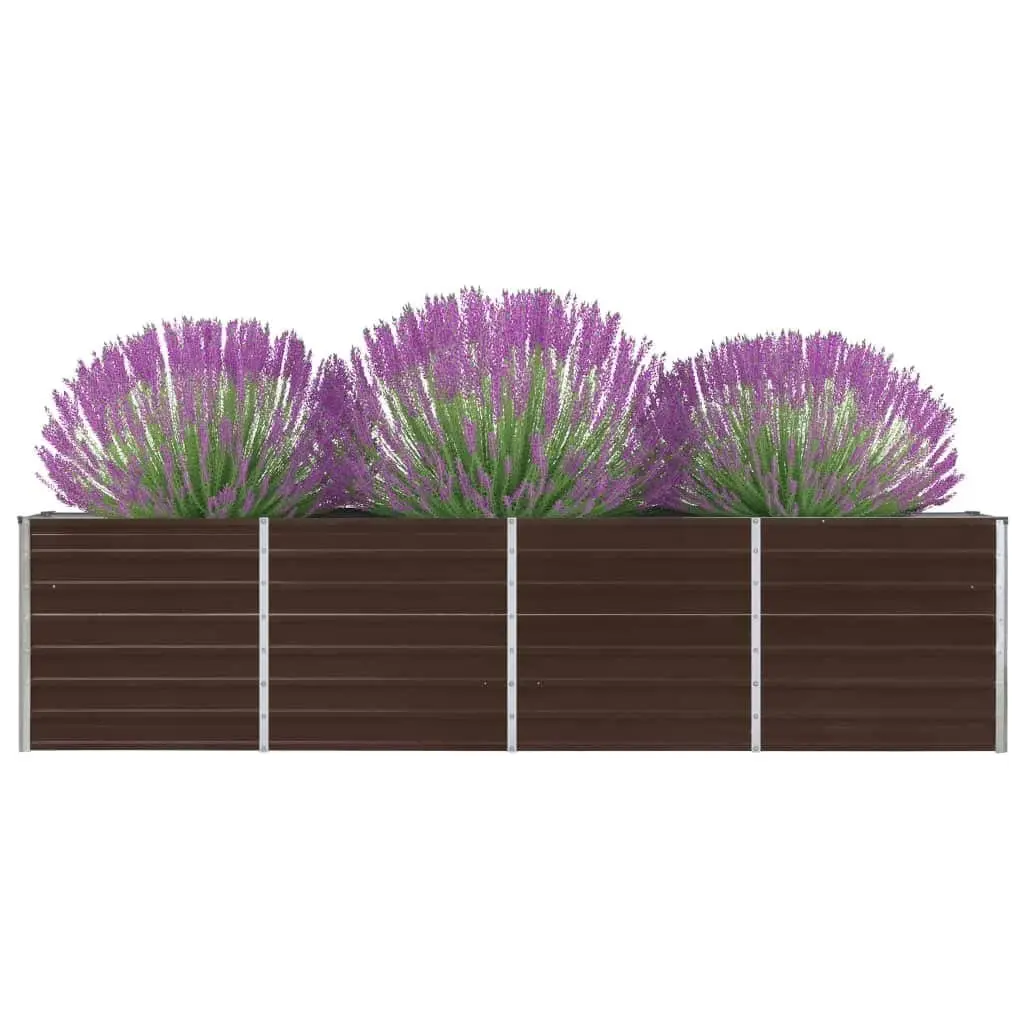 Raised Garden Bed Galvanised Steel Planter 320x40x77 cm Brown Rectangular