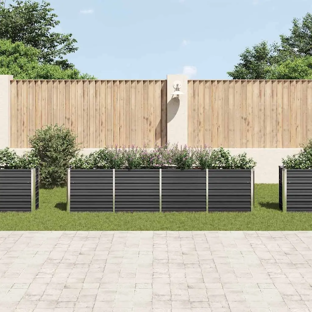 Raised Garden Bed for Plants 320x40x77 cm Galvanised Steel Anthracite Planter Box