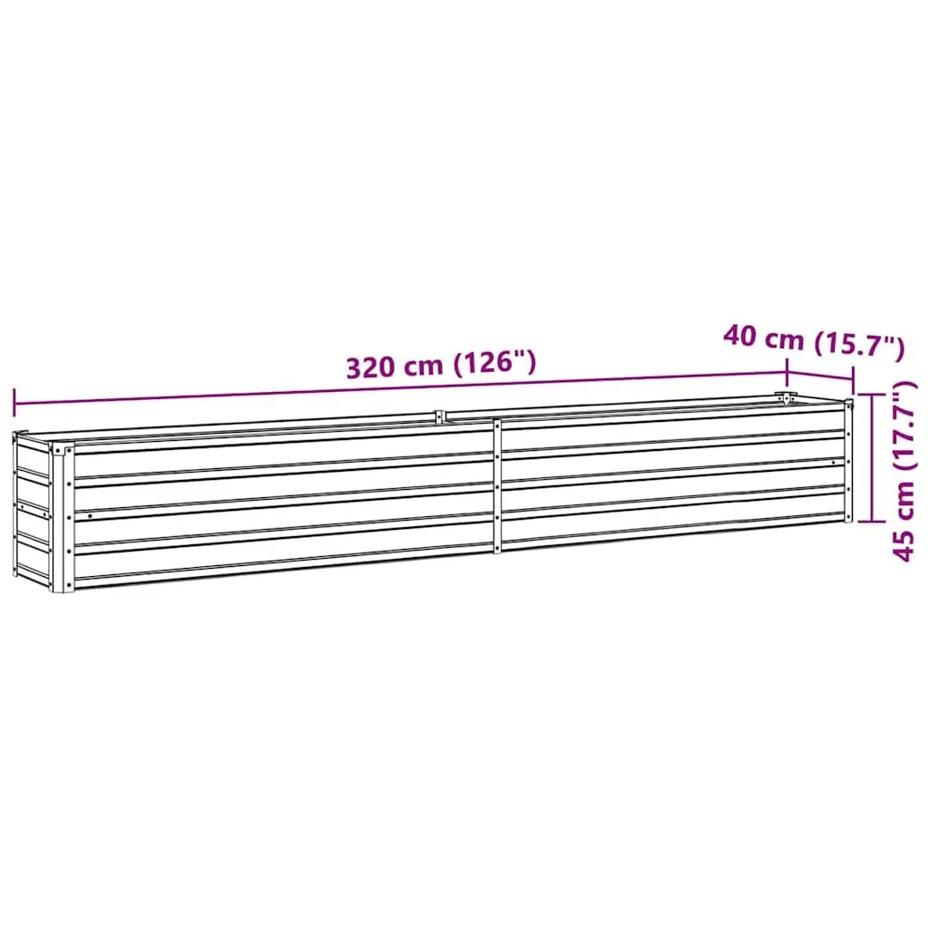 Raised Garden Bed Planter Box Outdoor Brown 320 x 40 x 45 cm for Flowers Vegetables Herbs