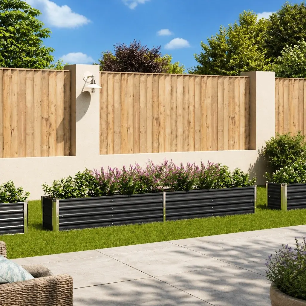 Outdoor Planter Box Elevated Garden Bed 320x40x45cm Galvanised Steel Anthracite for Vegetables Herbs Flowers