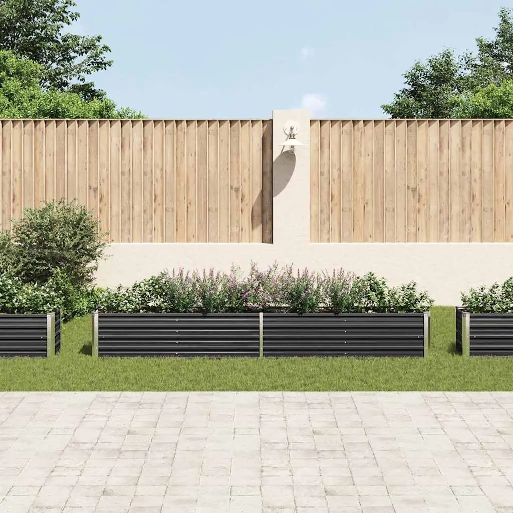 Outdoor Planter Box Elevated Garden Bed 320x40x45cm Galvanised Steel Anthracite for Vegetables Herbs Flowers