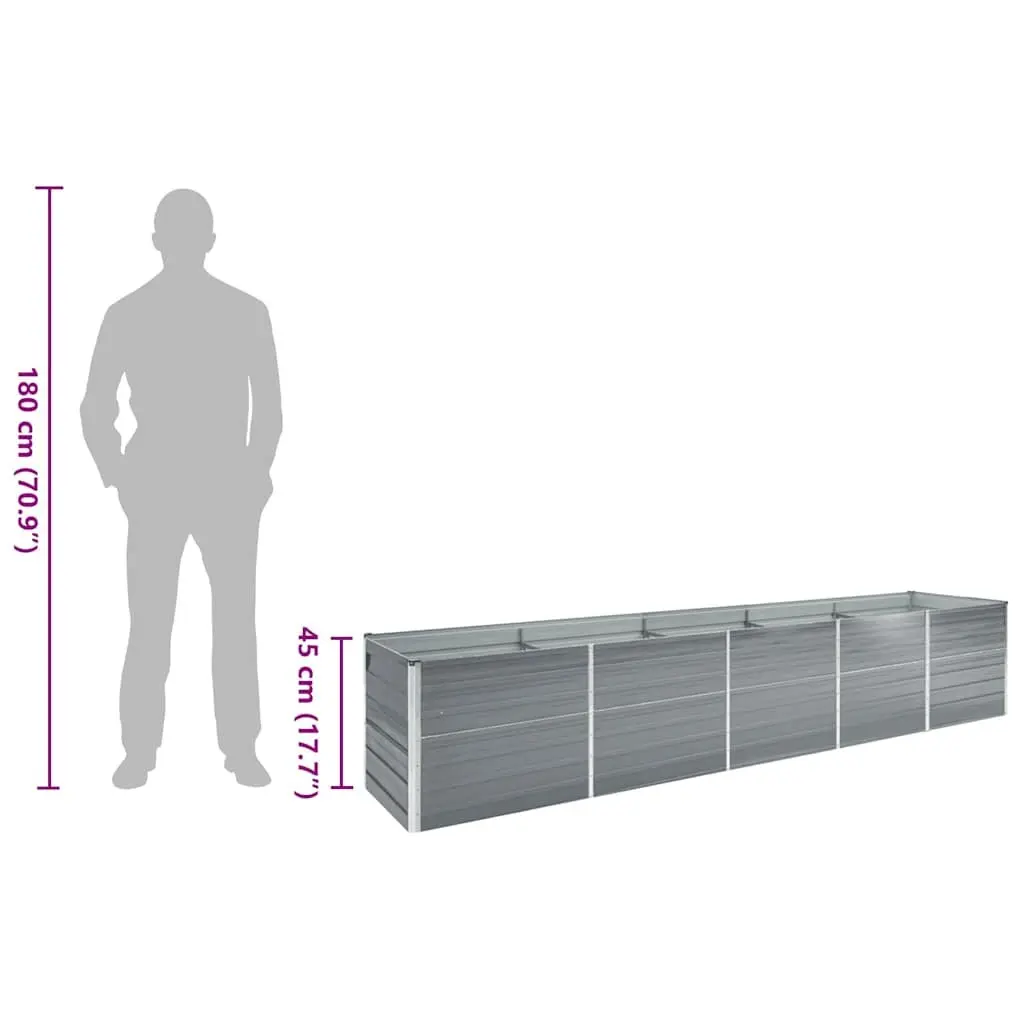 Galvanised Steel Garden Raised Bed Outdoor Planter Box for Flowers Vegetables Herbs 400 x 80 x 45 cm Grey