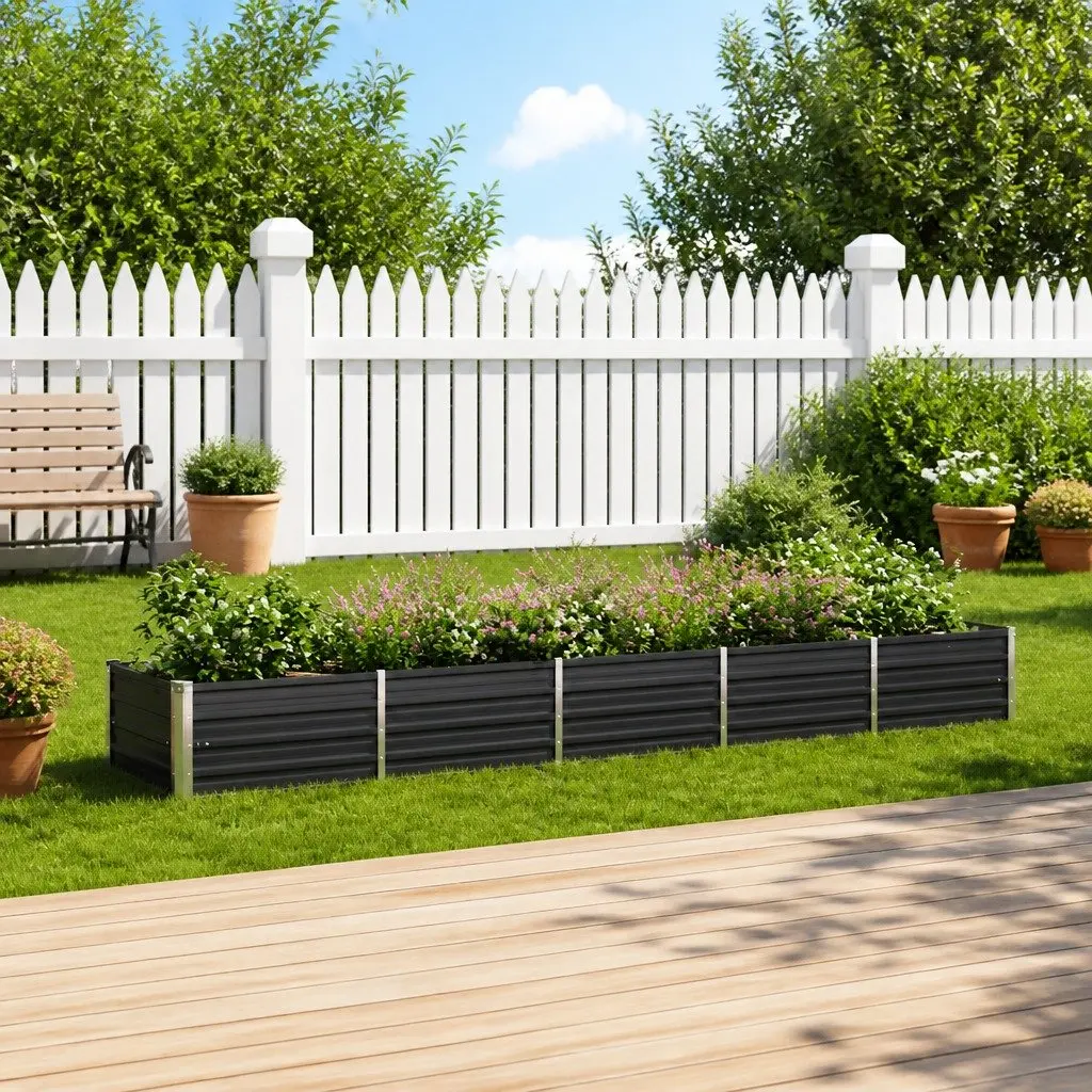 Raised Garden Bed Galvanised Steel 400x80x45 cm Anthracite Planter Box Outdoor