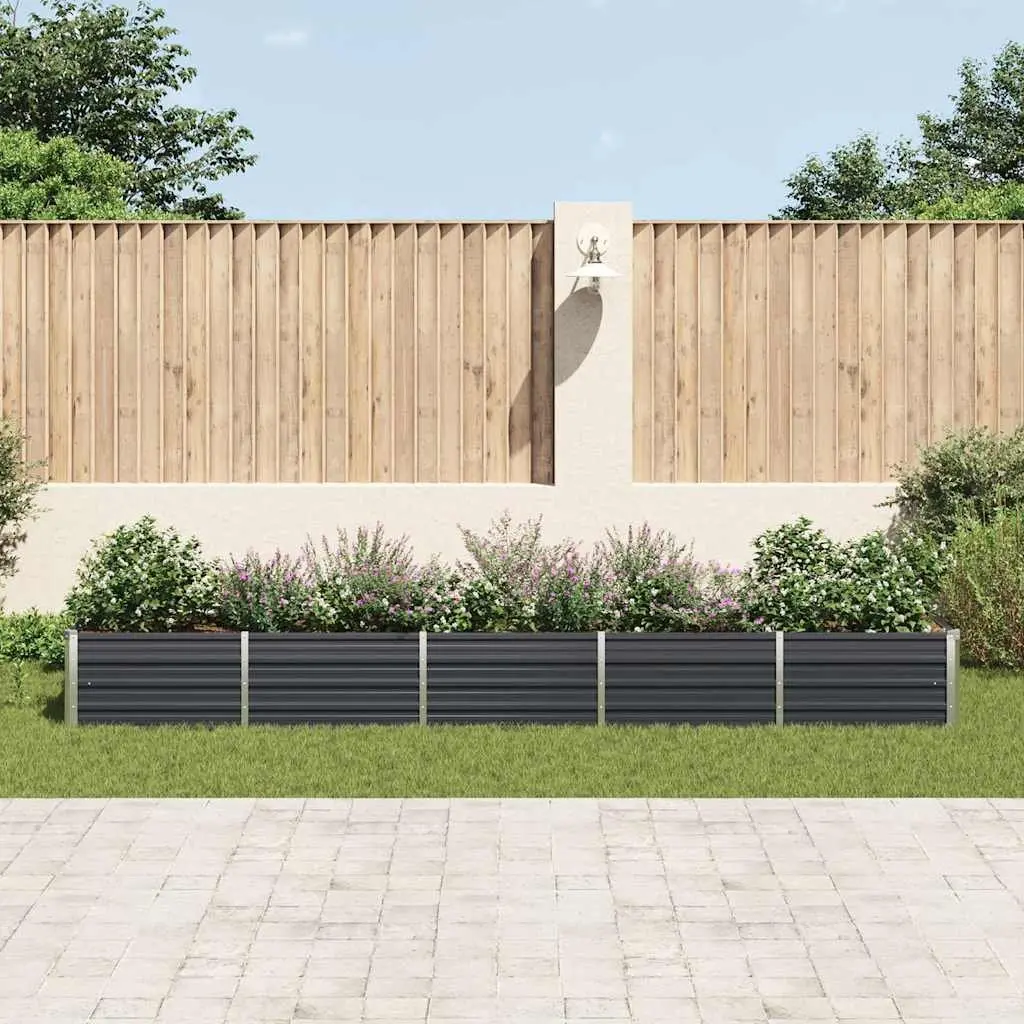 Raised Garden Bed Galvanised Steel 400x80x45 cm Anthracite Planter Box Outdoor