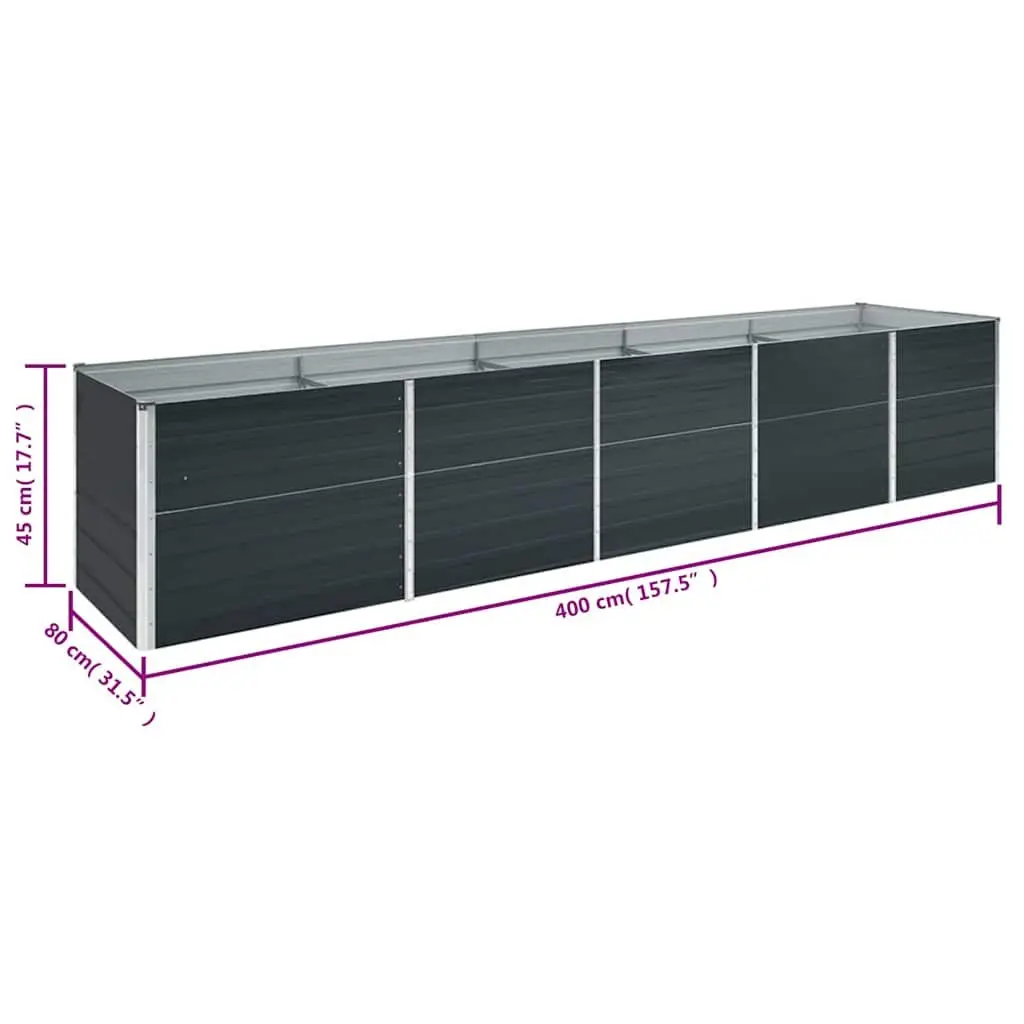 Raised Garden Bed Galvanised Steel 400x80x45 cm Anthracite Planter Box Outdoor