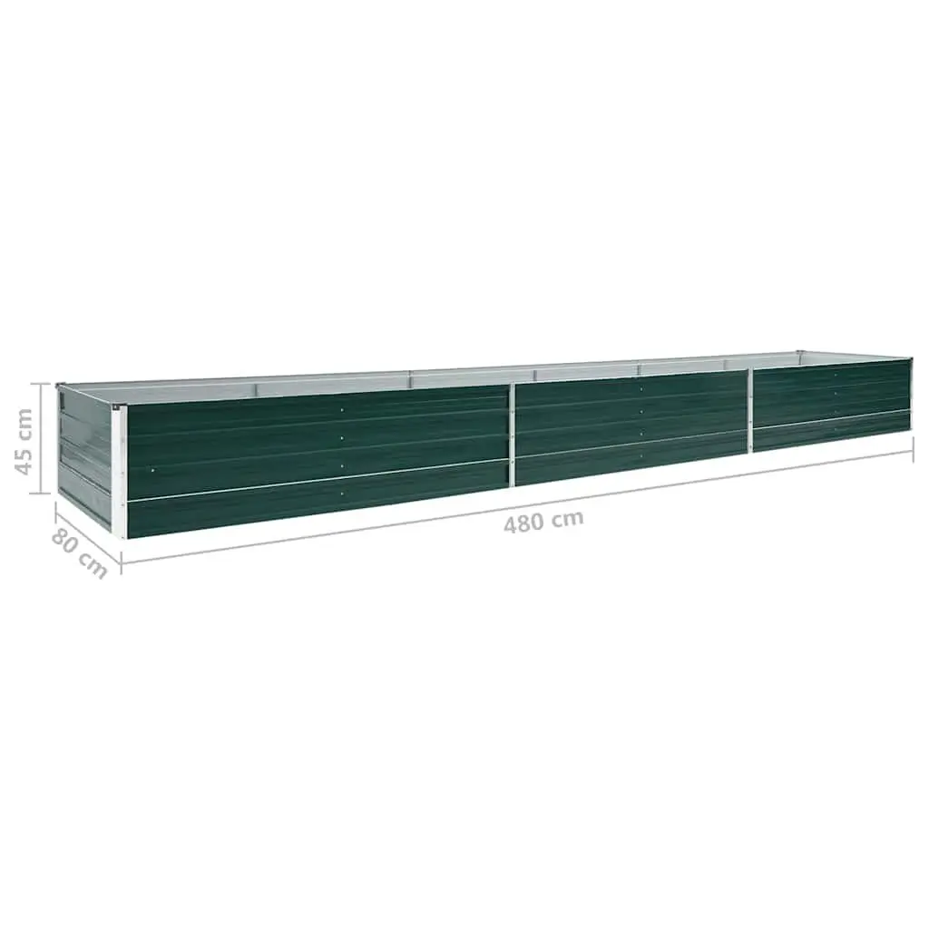 Raised Garden Bed Planter Box Galvanised Steel Outdoor Flowers Vegetables Herbs Green 480 x 80 x 45 cm