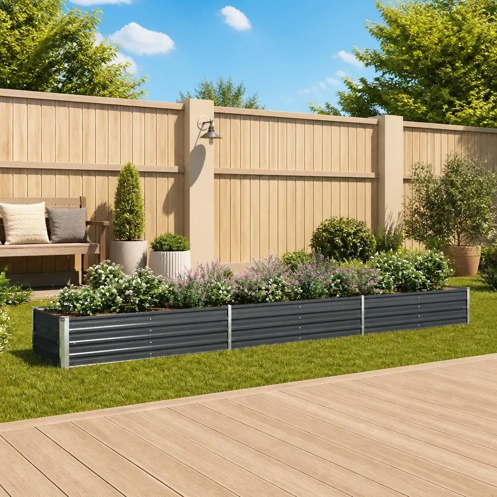 Galvanised Steel Planter Box Outdoor Raised Garden Bed 480cm x 80cm x 45cm Anthracite