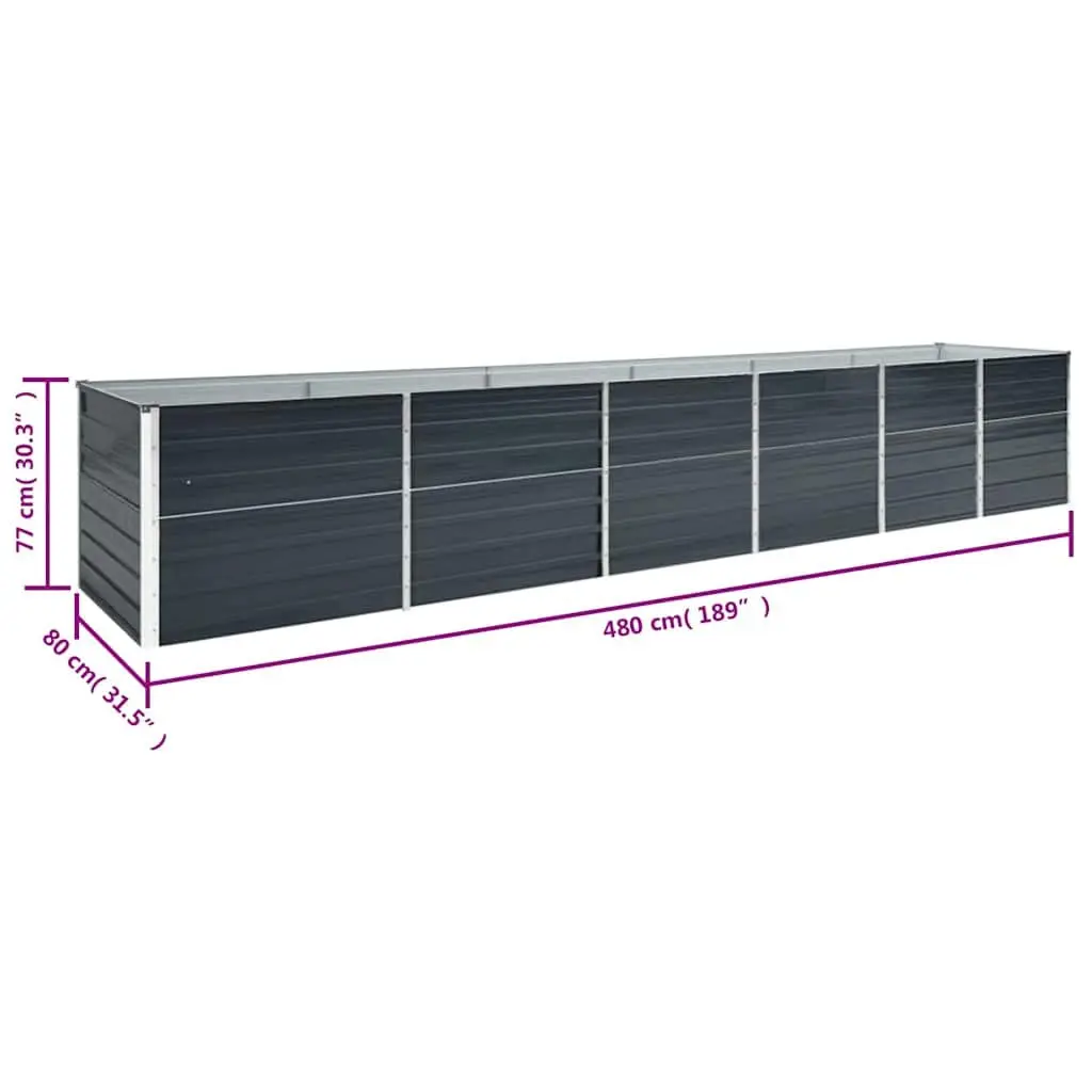Raised Garden Bed Planter Box Outdoor Vegetables Flowers Herbs Anthracite 480 x 80 x 77 cm