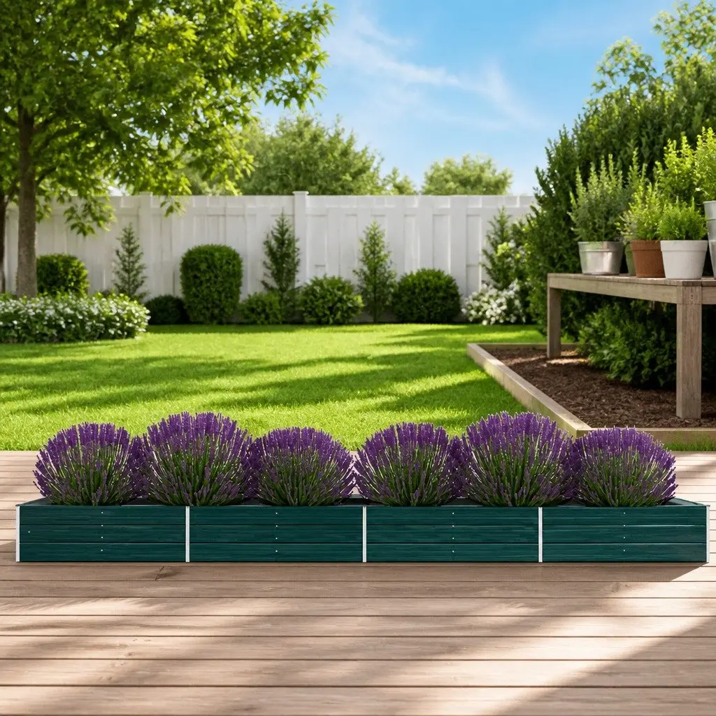 Garden Raised Bed Planter Box Outdoor Vegetables Flowers Herbs 600 x 80 x 45 cm Green