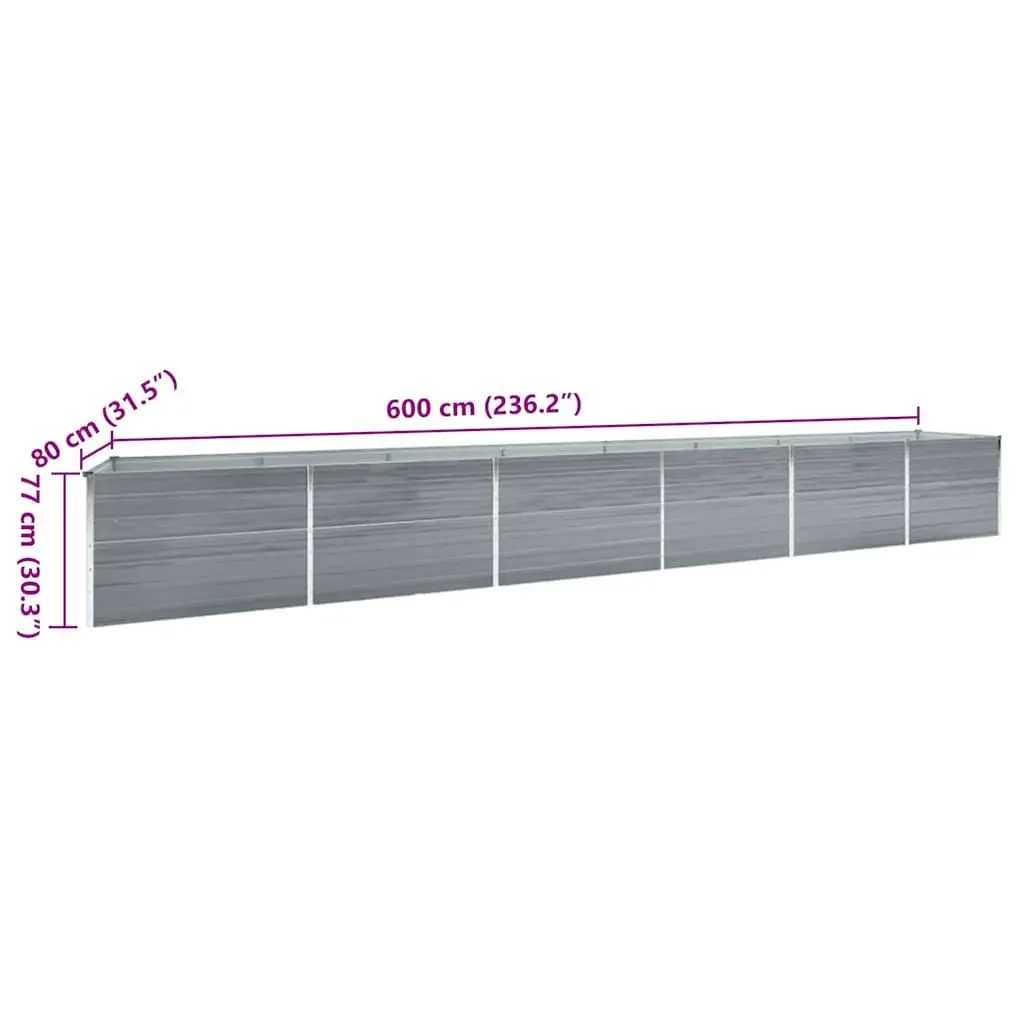 Raised Garden Bed Planter Box Outdoor Vegetable Herb Container 600x80x77cm Grey
