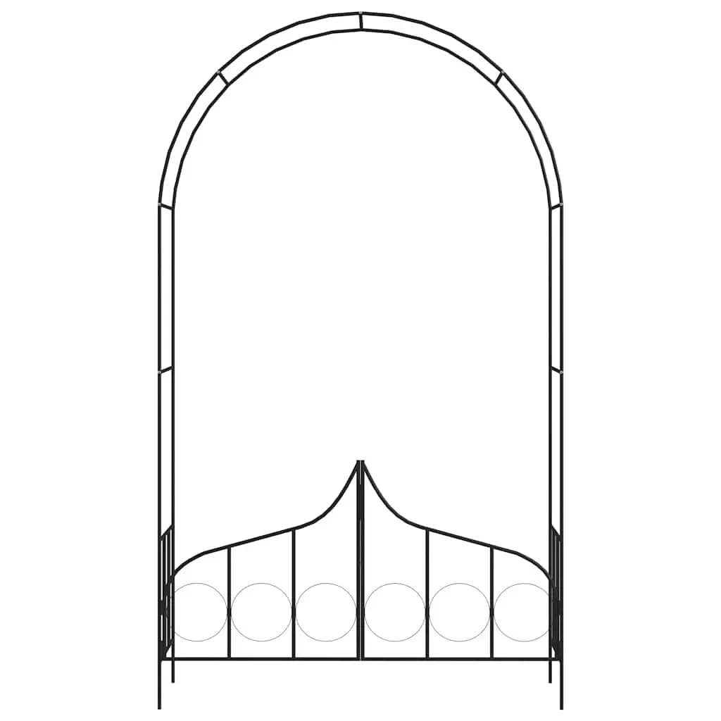 Garden Arch with Gate Outdoor Arbour for Climbing Plants 138 x 40 x 238 cm Black Iron