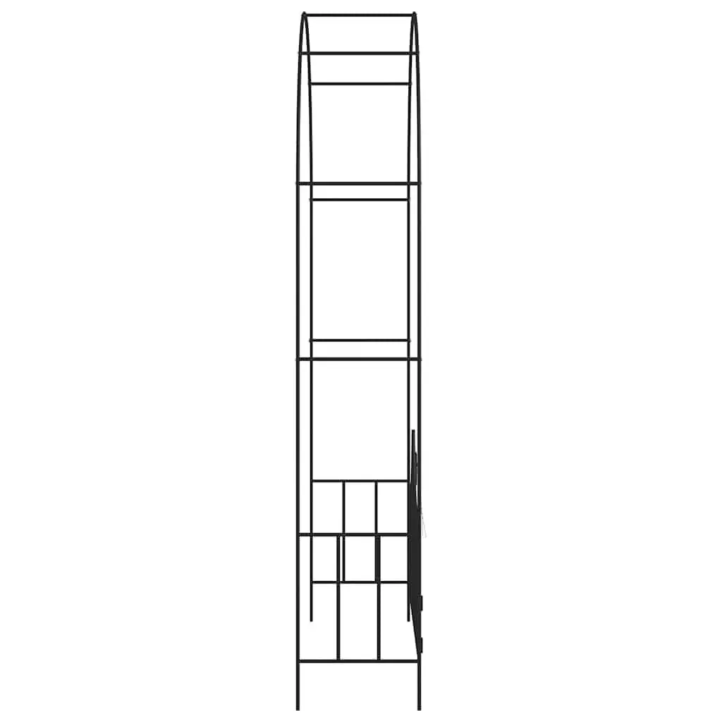 Garden Arch with Gate Outdoor Arbour for Climbing Plants 138 x 40 x 238 cm Black Iron