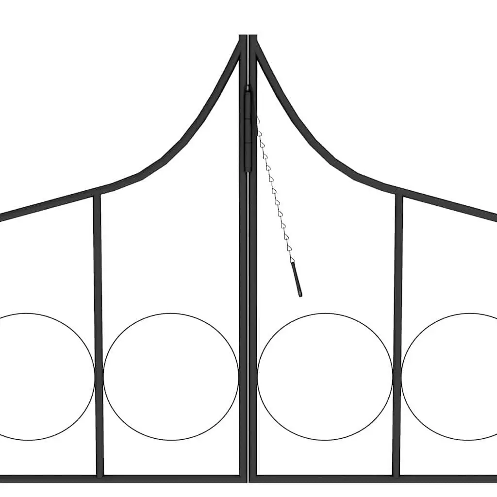 Garden Arch with Gate Outdoor Arbour for Climbing Plants 138 x 40 x 238 cm Black Iron