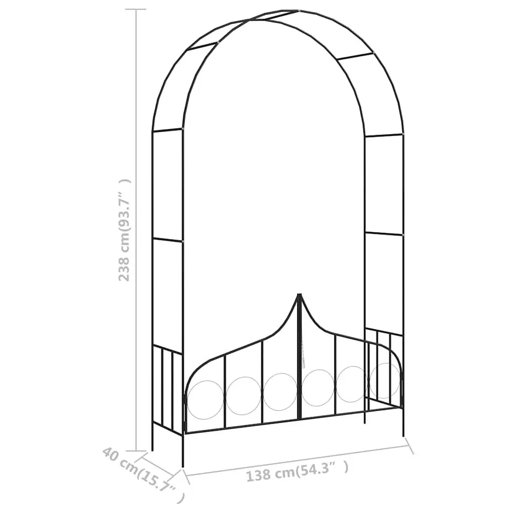 Garden Arch with Gate Outdoor Arbour for Climbing Plants 138 x 40 x 238 cm Black Iron