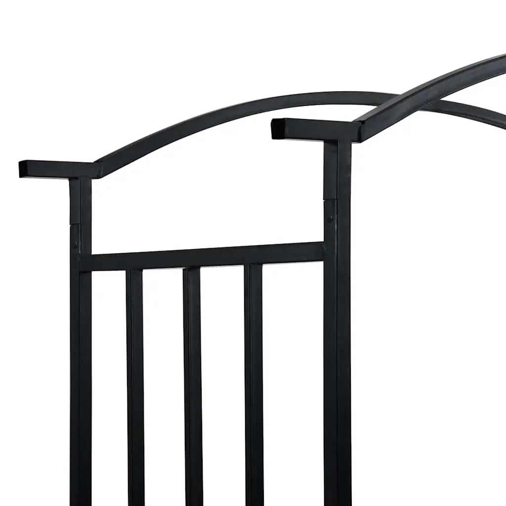 Garden Arch Black Outdoor Arbour with Bench Climbing Plants Patio Pergola 128 x 50 x 207 cm
