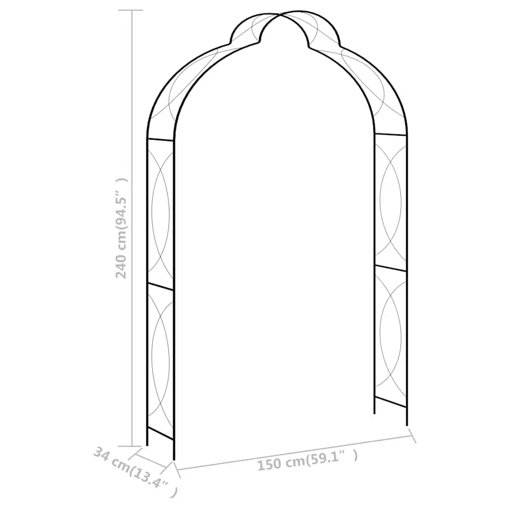 Garden Arch Climbing Plants 150 x 34 x 240 cm Black Iron Outdoor Arbour