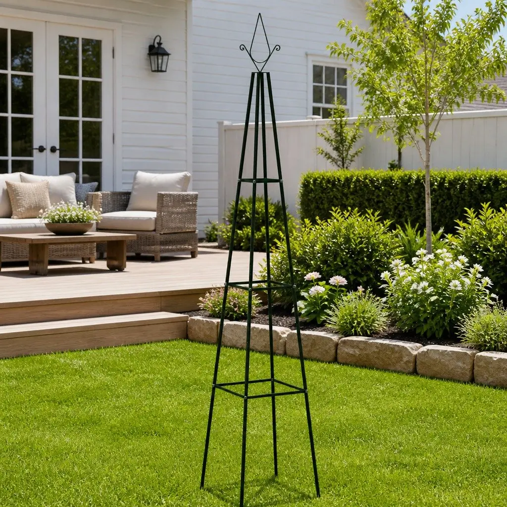 Garden Climbing Plant Rack 3-Tier Trellis Support Structure for Roses Dark Green