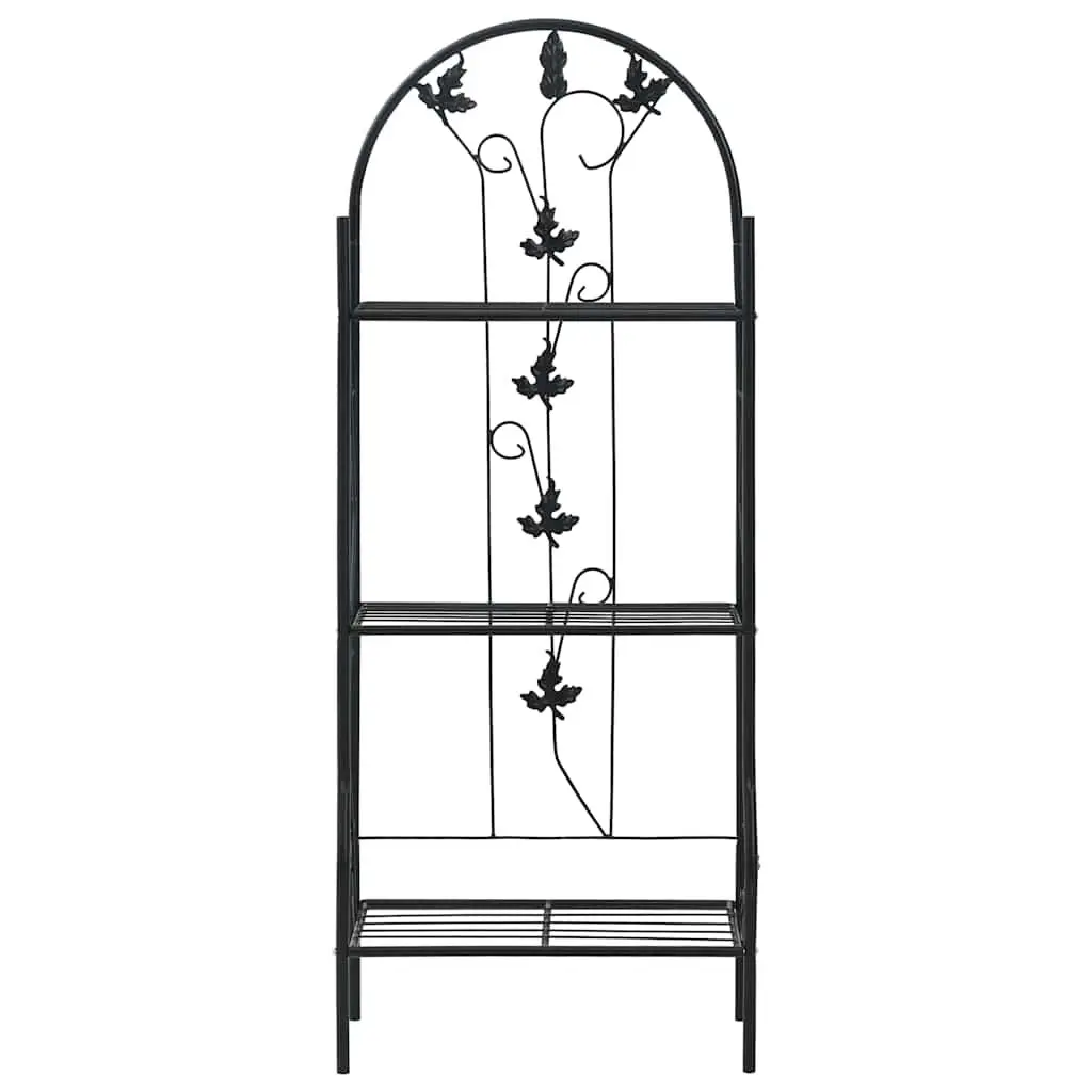 3-Layer Plant Stand Rack Indoor Outdoor Display Black Iron Shelf