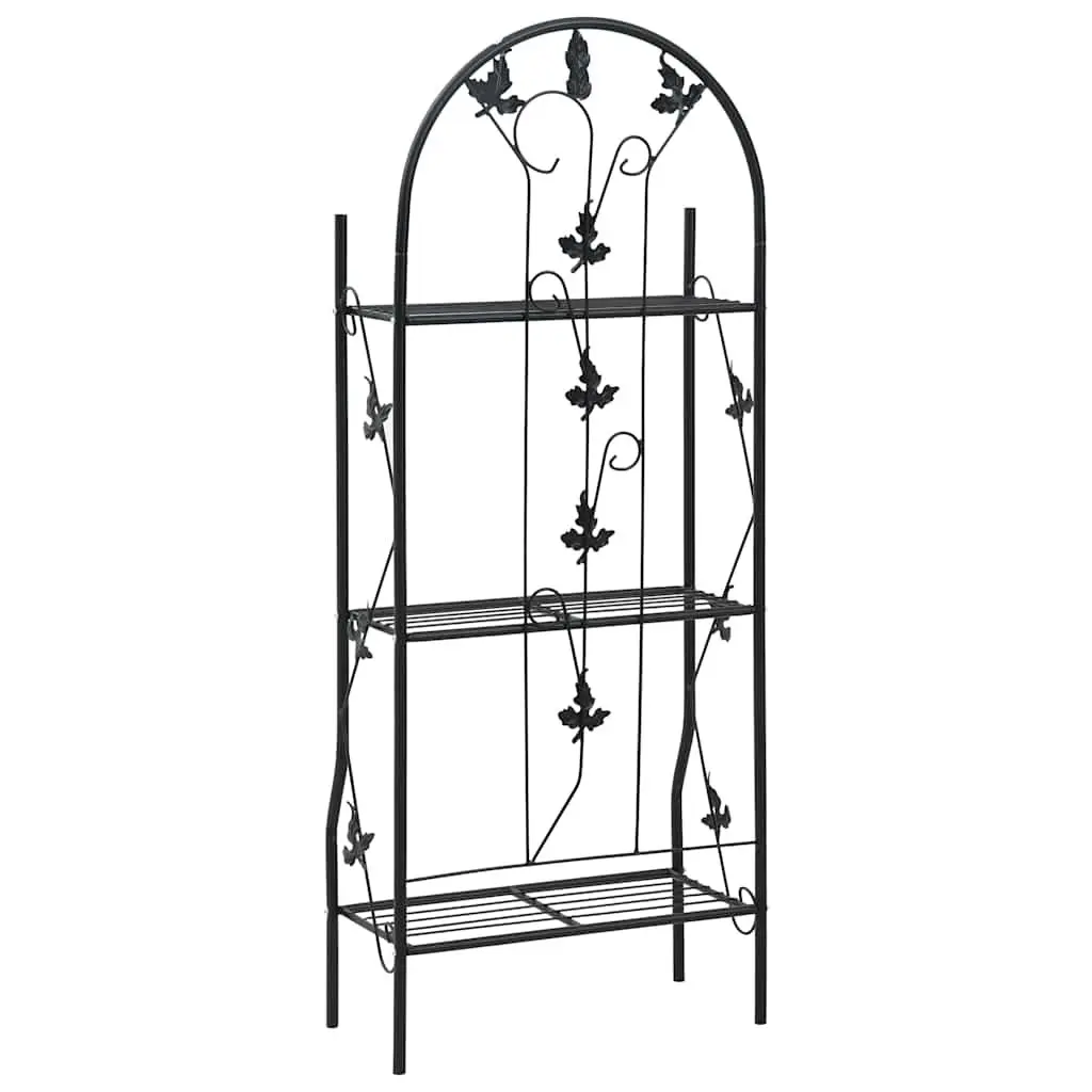 3-Layer Plant Stand Rack Indoor Outdoor Display Black Iron Shelf
