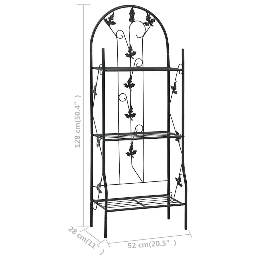 3-Layer Plant Stand Rack Indoor Outdoor Display Black Iron Shelf