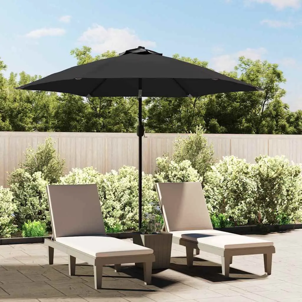 Garden Parasol 300cm Outdoor Umbrella Black Sunshade Crank Tilt Pole