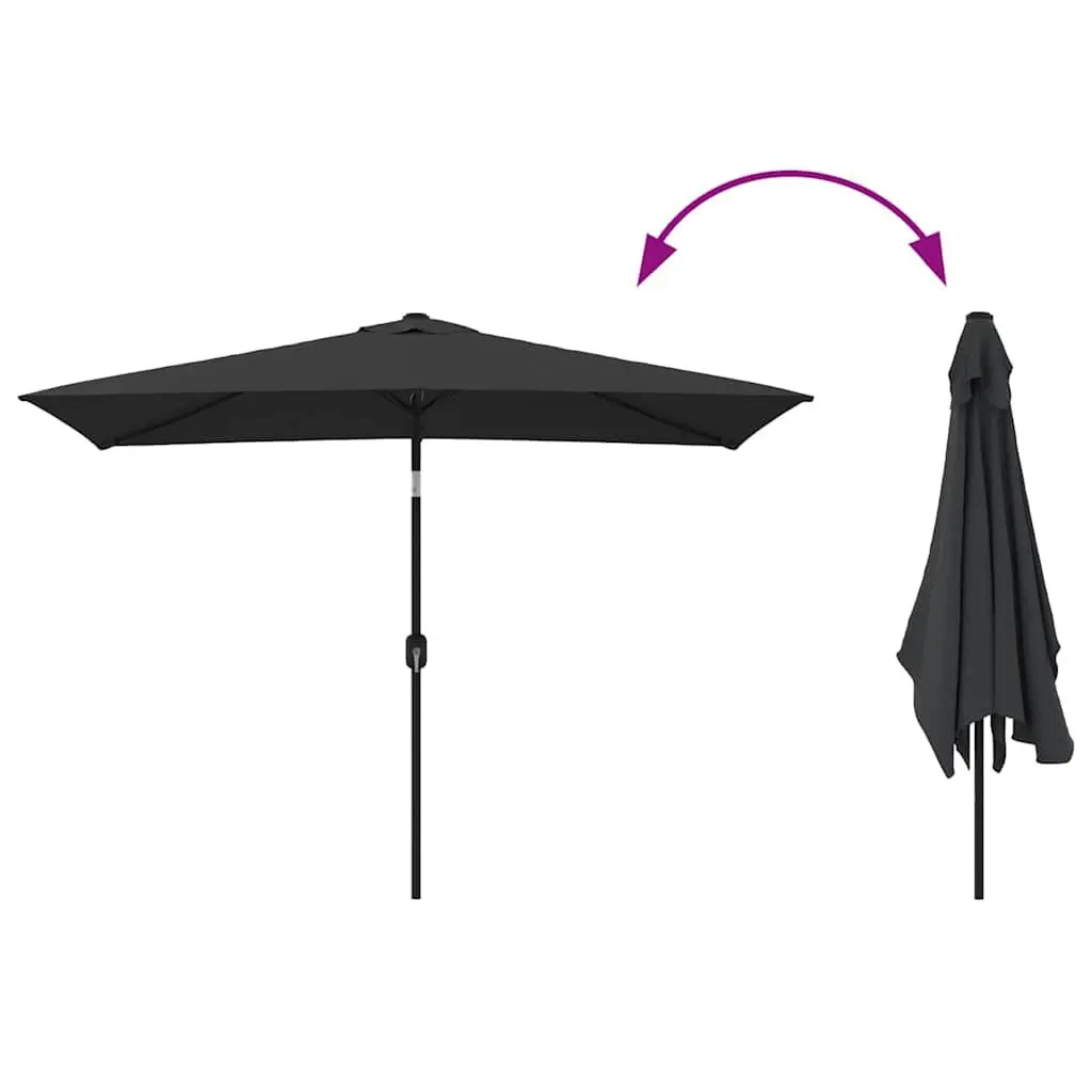 Garden Parasol Outdoor Sunshade 300x200cm Black Foldable