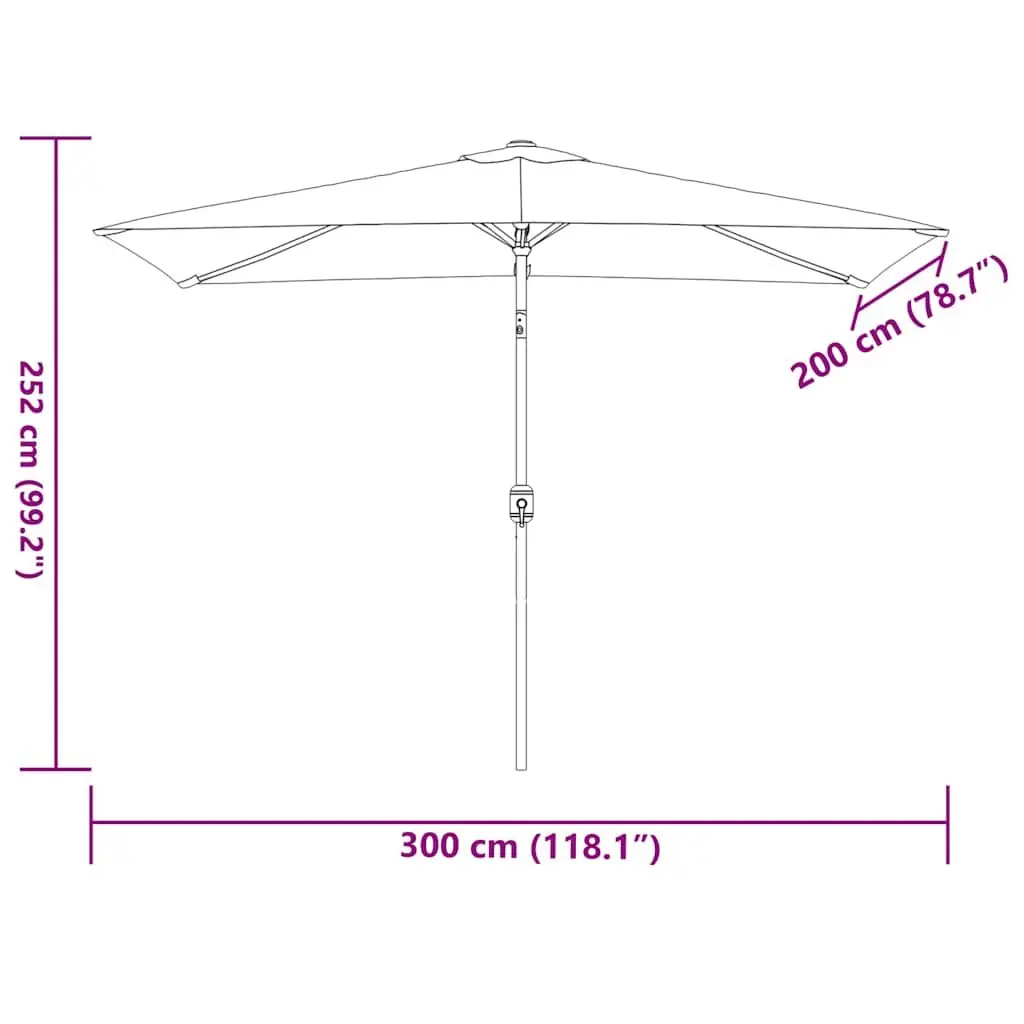 Garden Parasol Outdoor Sunshade 300x200cm Black Foldable