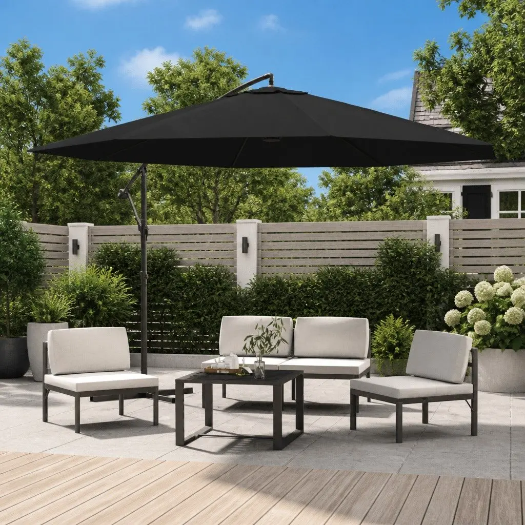 Cantilever Garden Parasol Outdoor Sunshade Umbrella 350cm Black