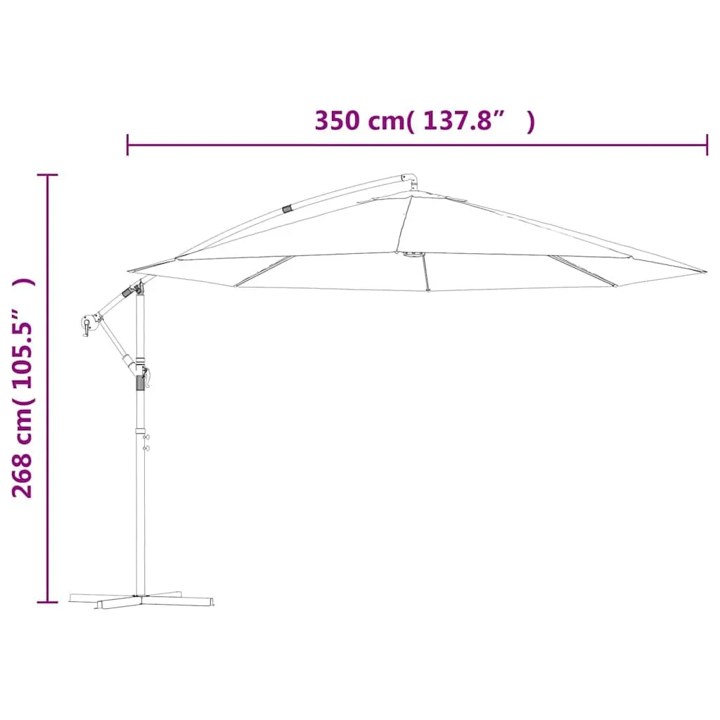 Cantilever Garden Parasol Outdoor Sunshade Umbrella 350cm Black