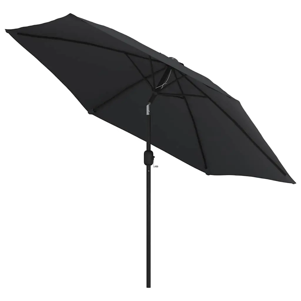 Garden Parasol Outdoor Umbrella 300cm UV Protection Black with Solar LED Lights
