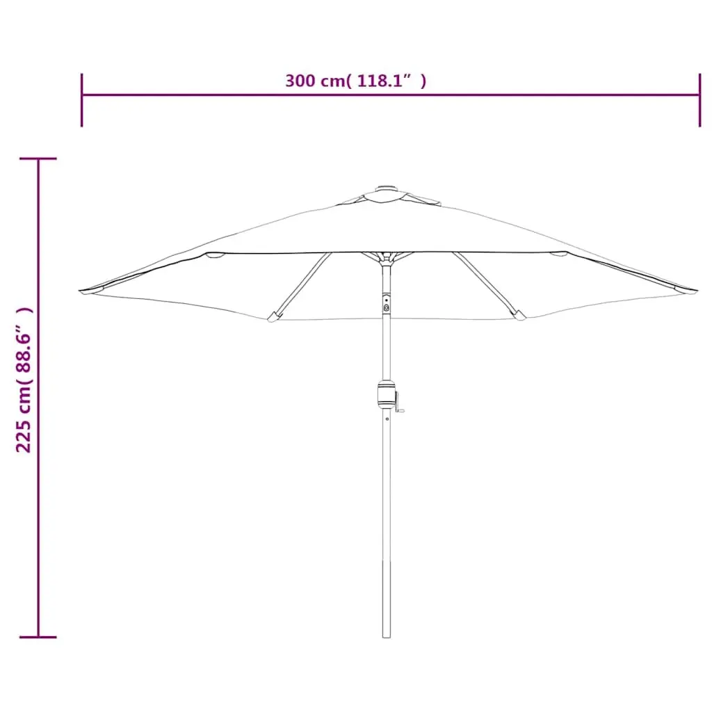 Garden Parasol Outdoor Umbrella 300cm UV Protection Black with Solar LED Lights