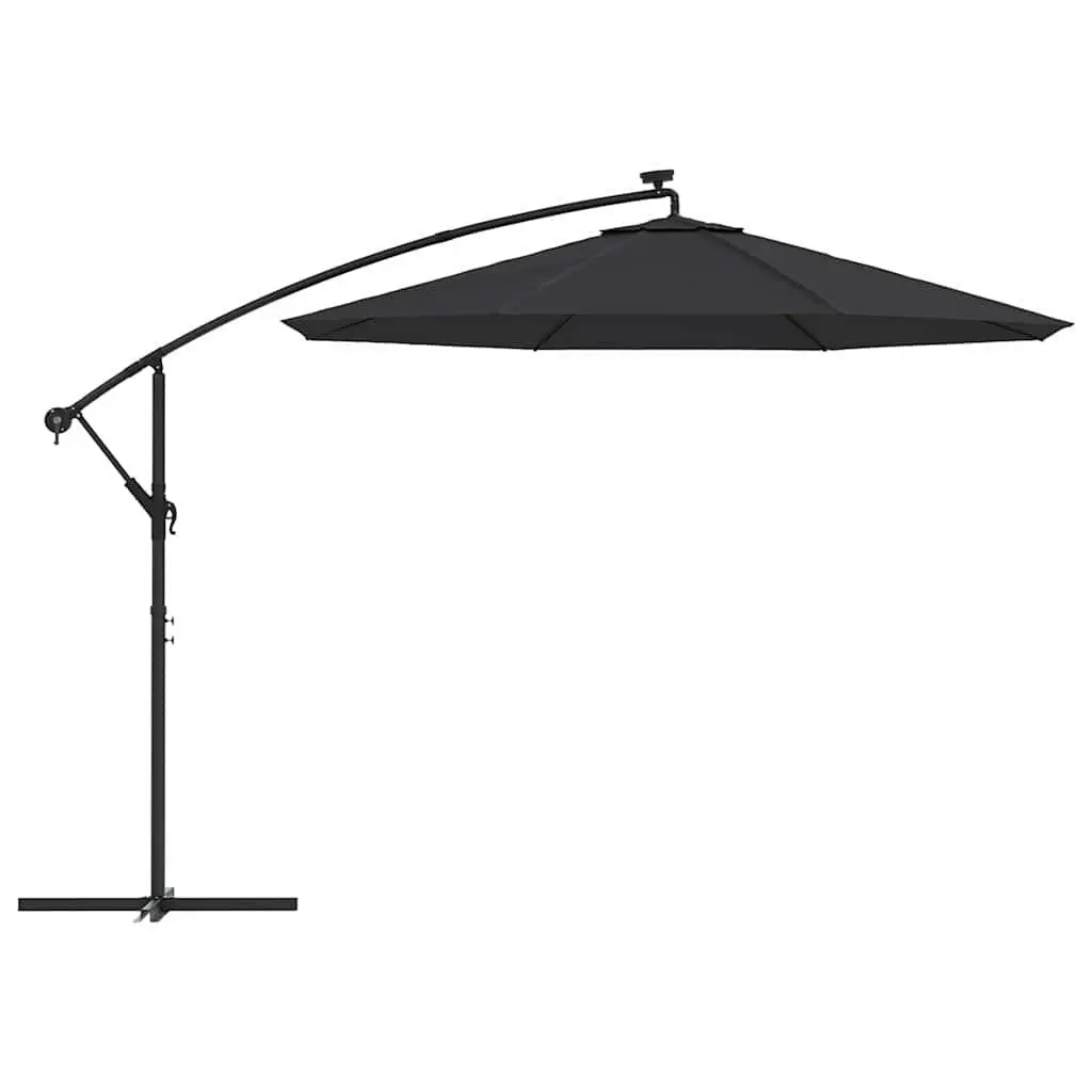 Cantilever Garden Parasol UV Protection 300cm Black with LED Lights
