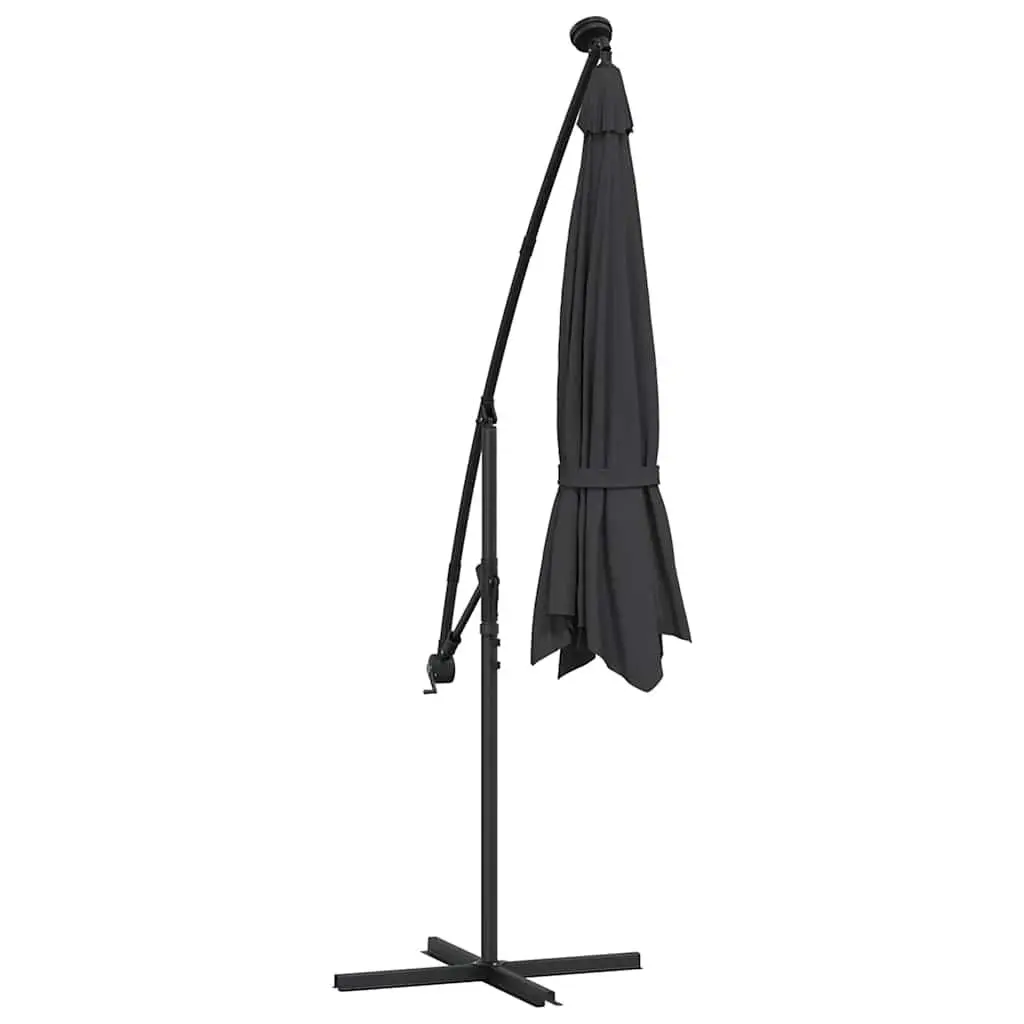 Cantilever Garden Parasol UV Protection 300cm Black with LED Lights