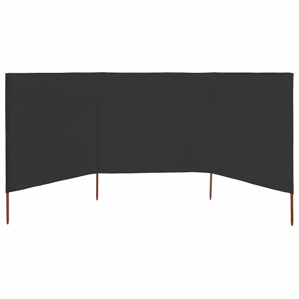 Folding Wind Screen 3 Panel Outdoor Shelter Anthracite 400cm x 160cm