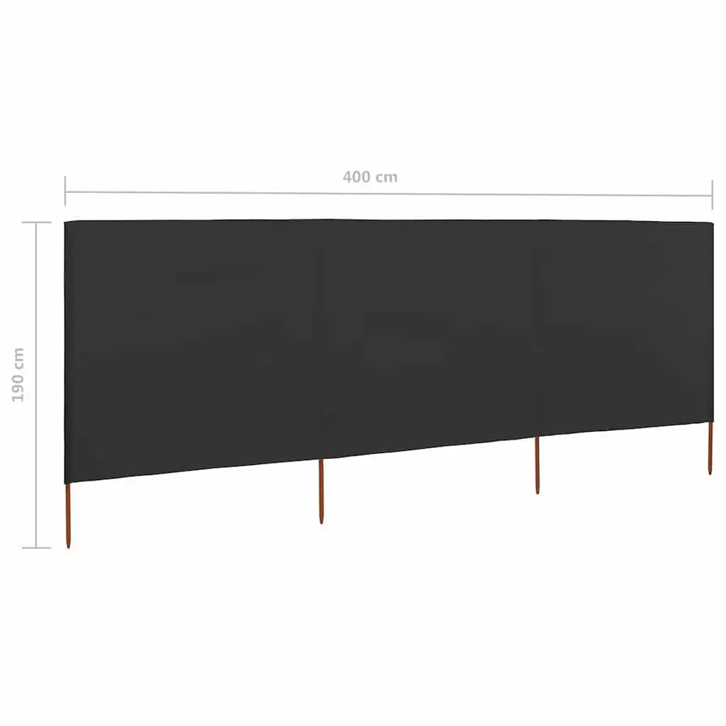 Folding Wind Screen 3 Panel Outdoor Shelter Anthracite 400cm x 160cm