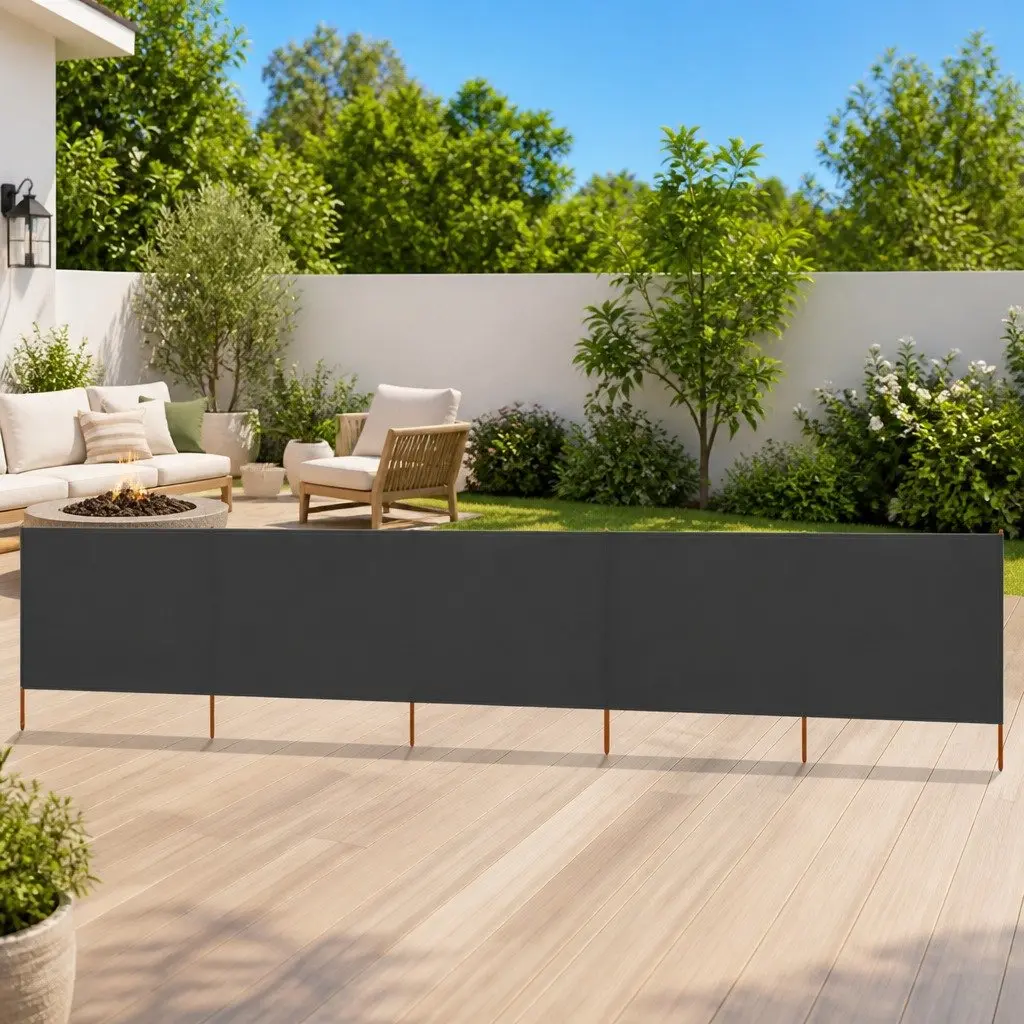5-Panel Folding Wind Screen Outdoor Garden Shelter 600x80cm Anthracite