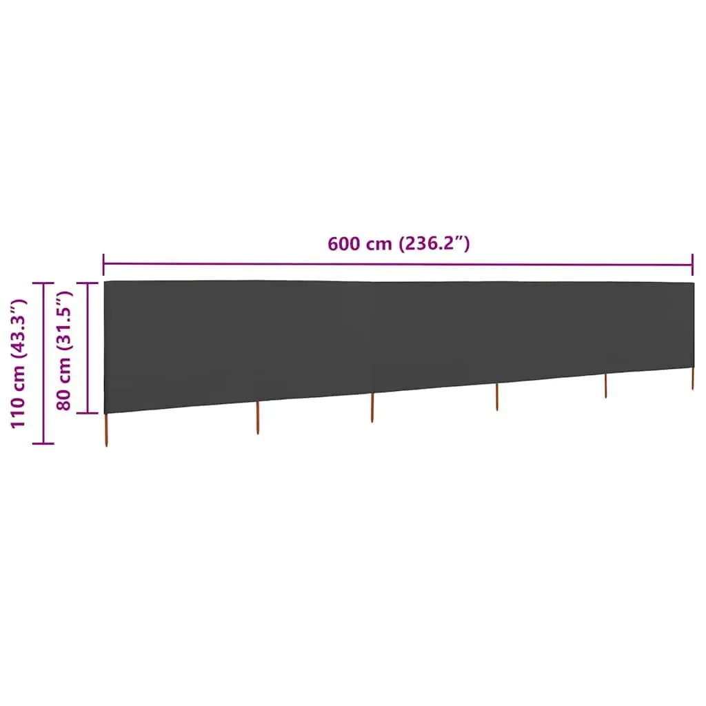 5-Panel Folding Wind Screen Outdoor Garden Shelter 600x80cm Anthracite