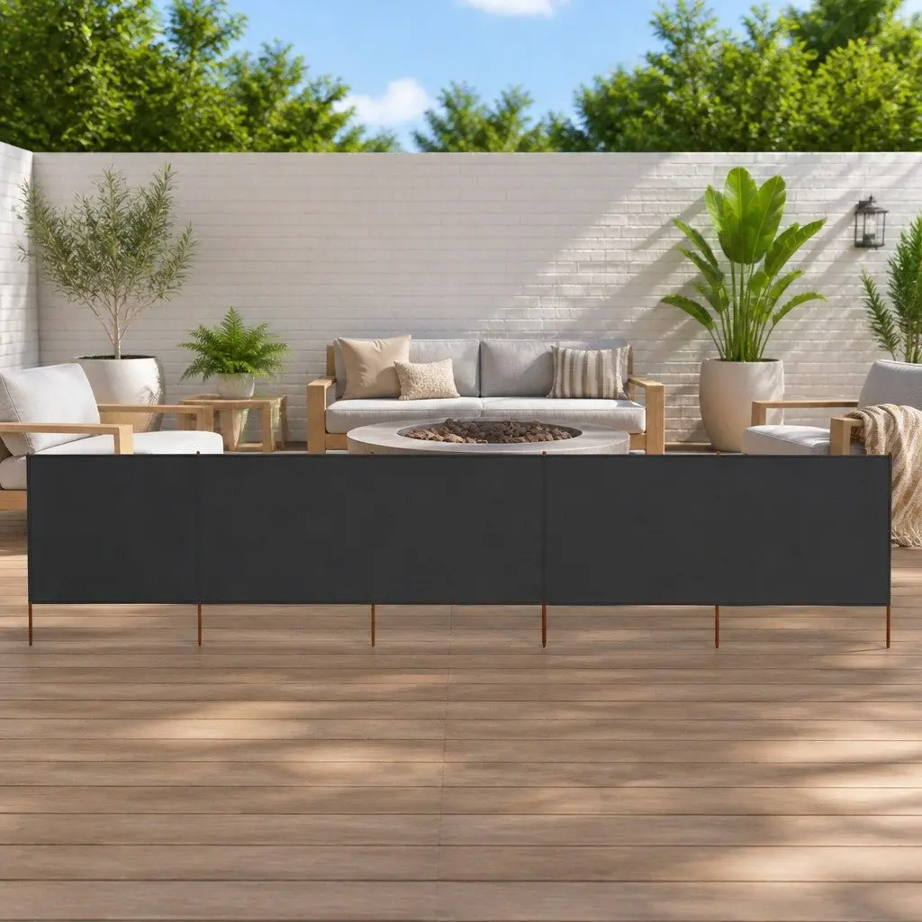 5-Panel Folding Wind Screen Outdoor Garden Shelter 600cm x 120cm Anthracite