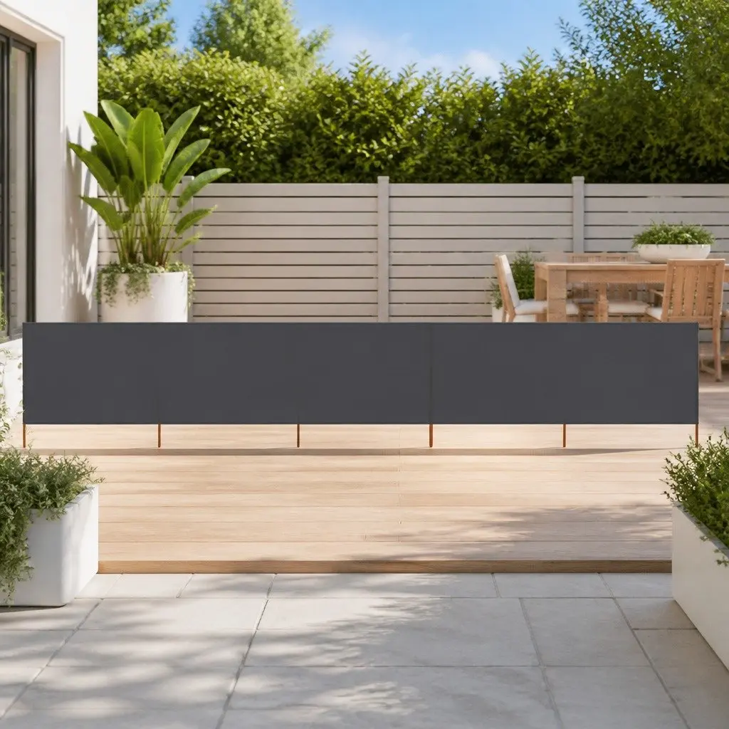 5-Panel Folding Wind Screen Outdoor Garden Shelter 600x160cm Anthracite