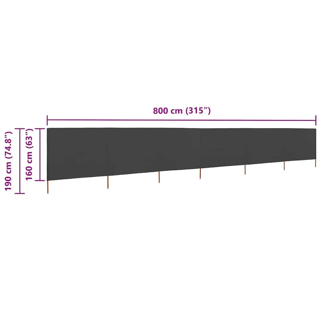 6-Panel Folding Wind Screen Outdoor Shelter 800x160cm Anthracite