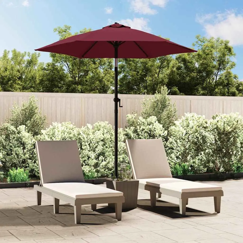 Outdoor Parasol Shade 200x224cm Red Burgundy Crank Tilt Garden Umbrella