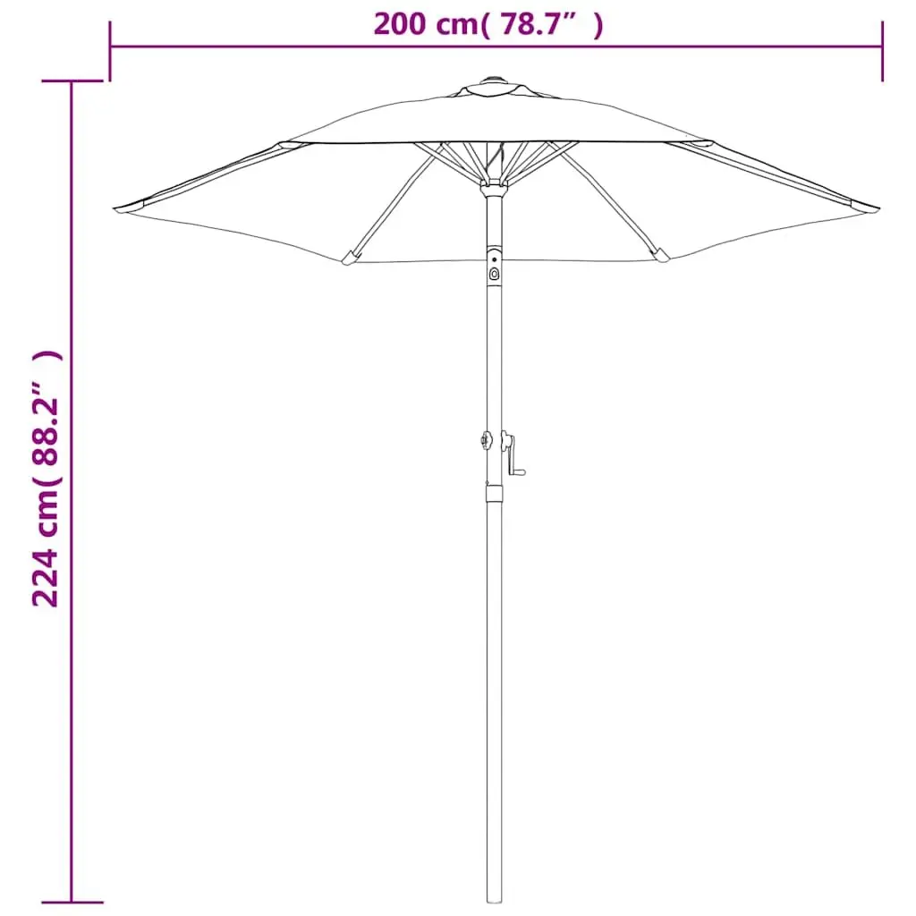 Outdoor Parasol Shade 200x224cm Red Burgundy Crank Tilt Garden Umbrella