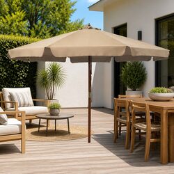 Reliable 330cm Parasol with Wooden Pole for Outdoor Use